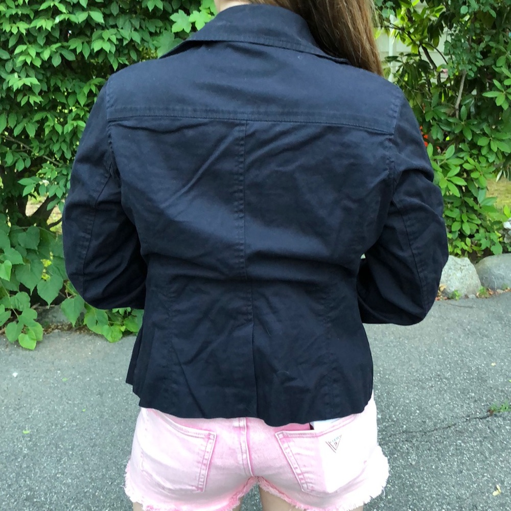 Talbots Petites P4 navy twill cargo jacket - Picture 3 of 5